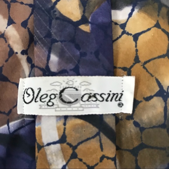 Oleg Cassini Tie Blues Purple Brown Abstract Swirl Polyester - Picture 6 of 16
